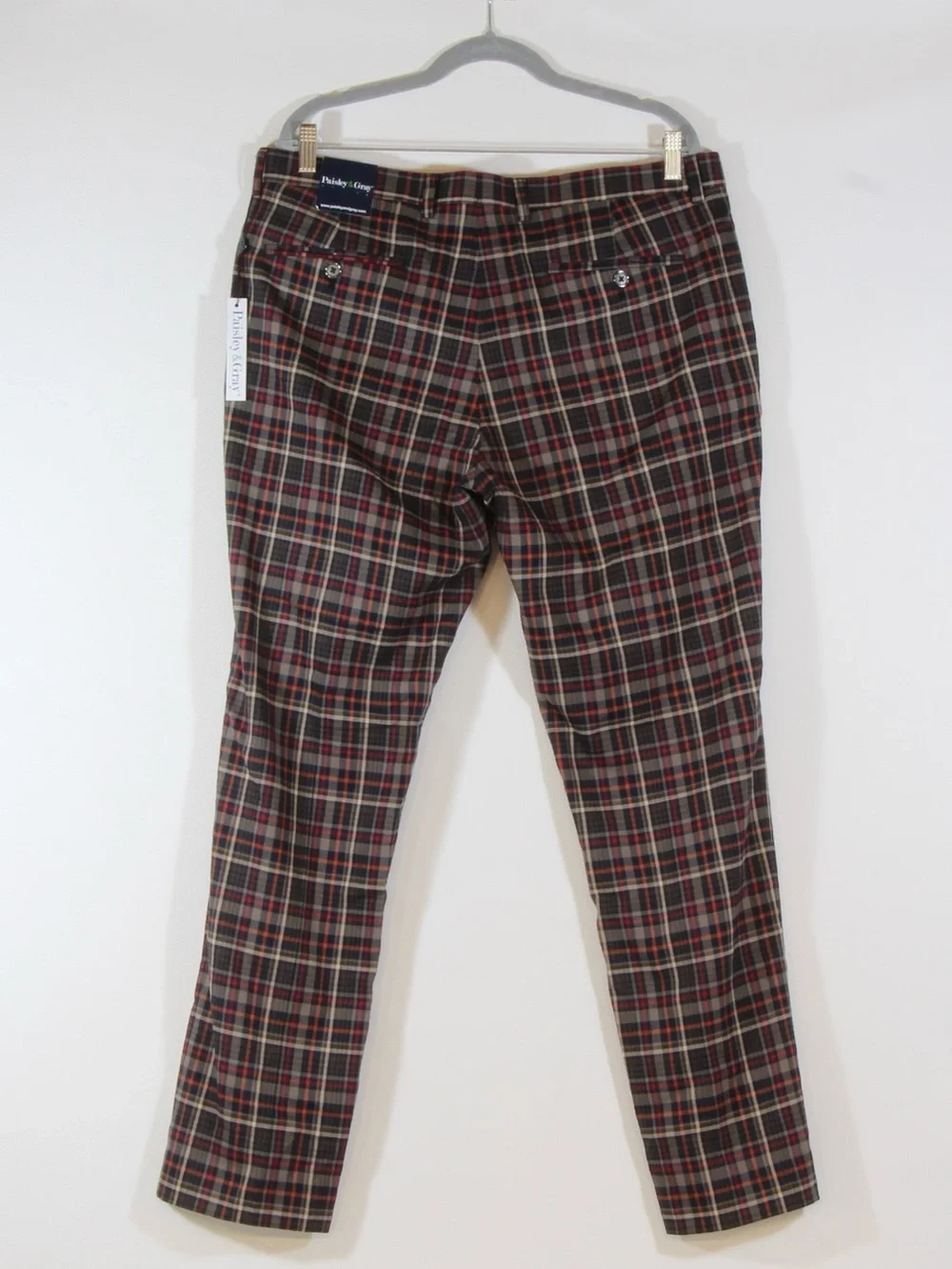 Paisley & Gray Men's Plaid Multicolor Slim Fit Dress Pants NWT
